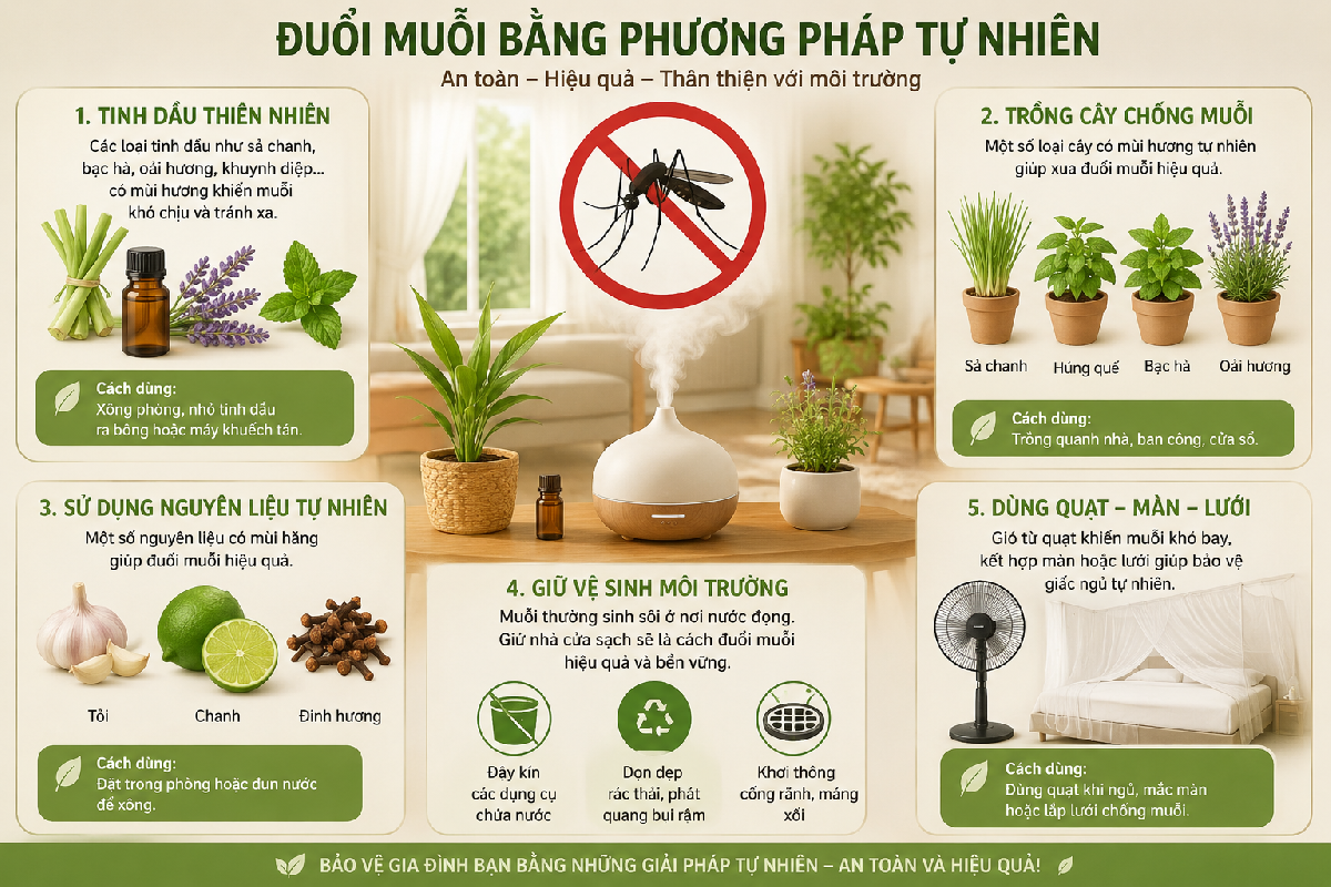 Bí quyết xua đuổi ruồi muỗi hiệu quả không cần hóa chất